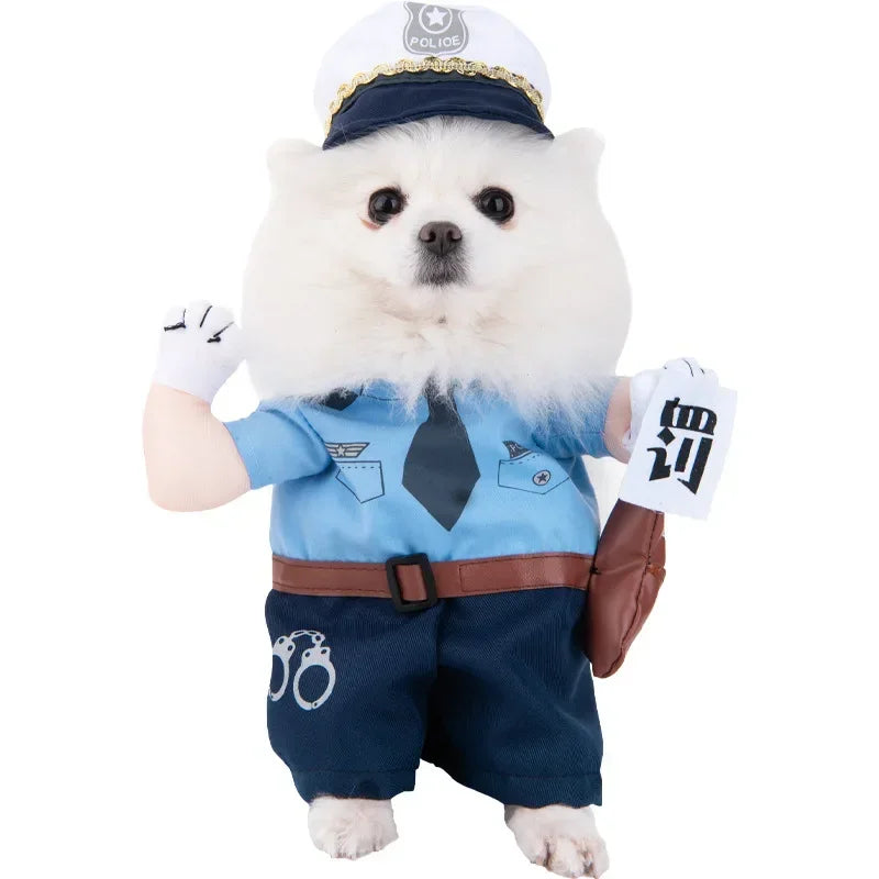 Halloween Funny Dog Clothes for Small Medium Dogs Cats Party Dressed Up Cosplay Costumes Bulldog French Chihuahua Pet Outfits - Curl and Collar