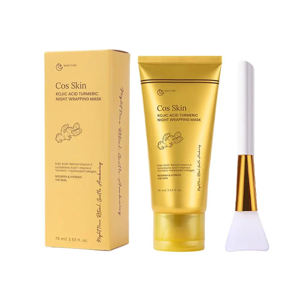 Kojic Acid Turmeric Overnight Wrapping Peel Off Mask Kit Nourish Hydrolyzed Collagen Glowing Skin Refresh Skin Firming Skincare - Curl and Collar