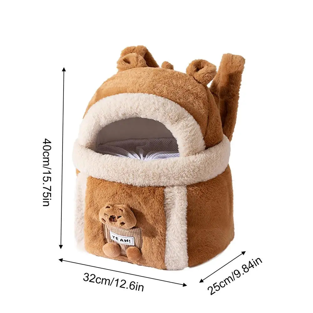 Pet Carrier Bag Cat Dogs Polyester sponge Backpack Outdoor Travel Walking Winter Warm Nest Kitten Puppy Hanging Chest Portable - Curl and Collar