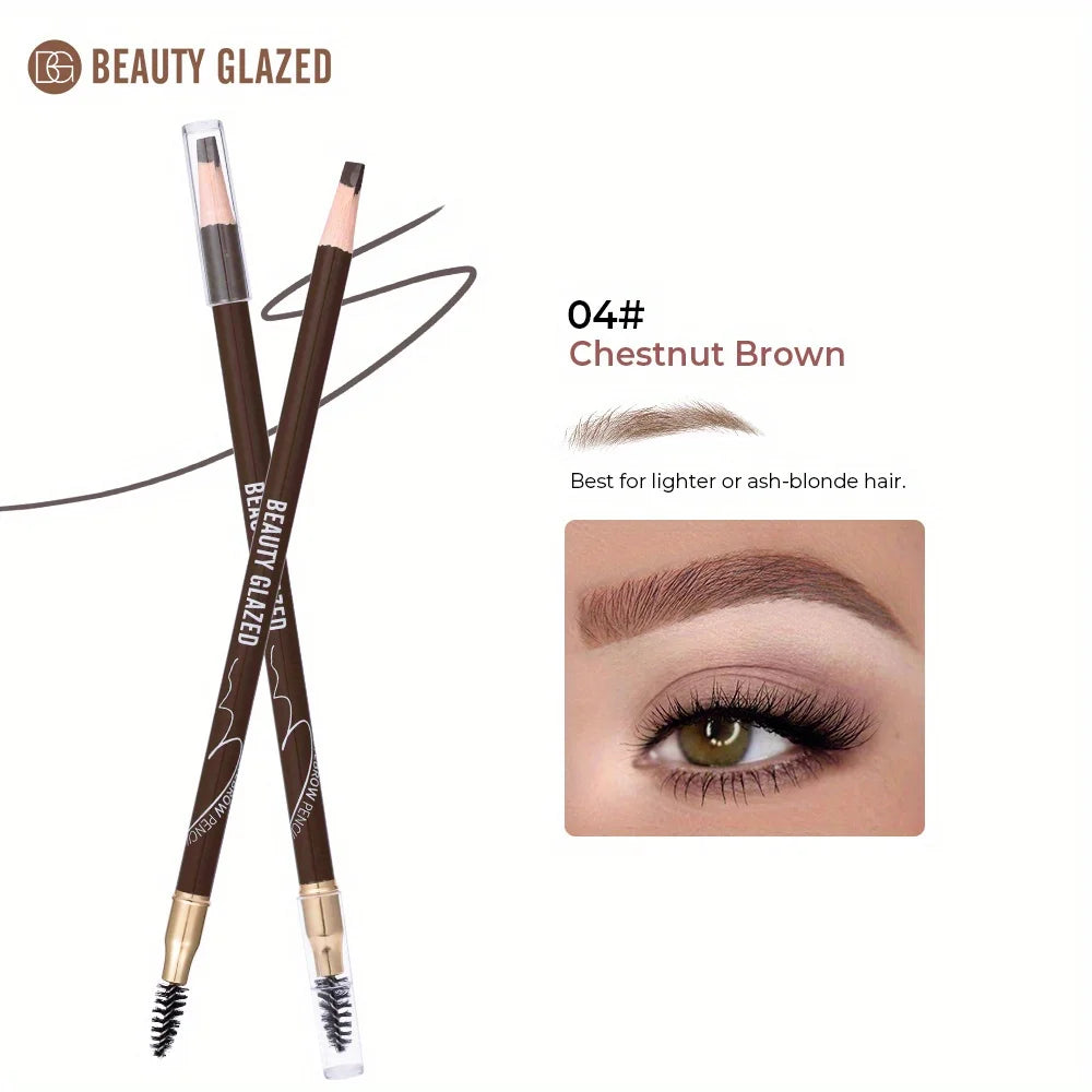 4 Pack Waterproof Eyebrow Pencils - Dual-Ended with Spoolie Brush | Smudge Proof Long Lasting - Curl and Collar