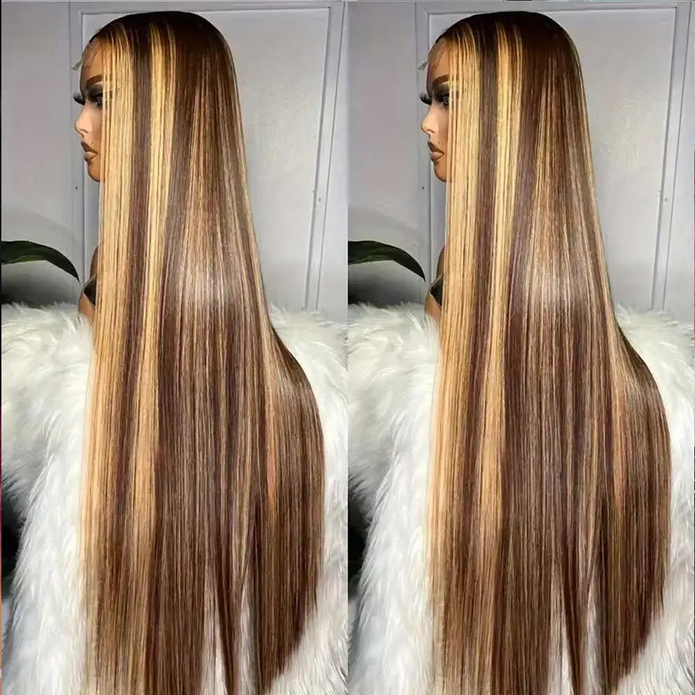 Highlight Wigs Colored Straight Lace Front Human Hair Wigs For Women Honey Blonde Straight 13x4 Hd Lace Frontal Wigs Human Hair - Curl and Collar