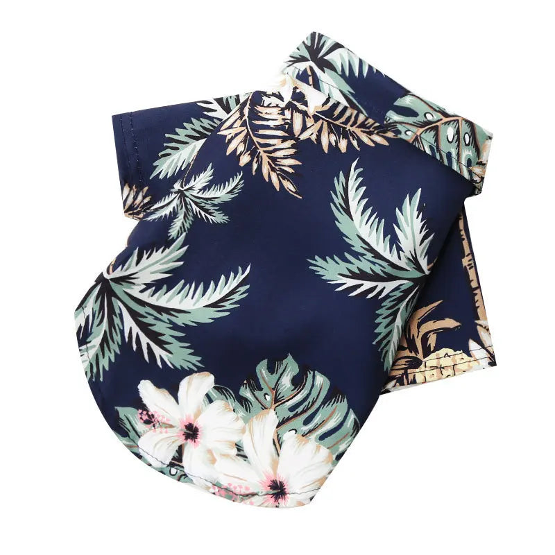 Hawaiian Style Pet Dog Clothe Summer SandBeach Dog Shirts for Small Medium Dogs Puppy Cat Clothing Ropa Perro Pug French Bulldog - Curl and Collar