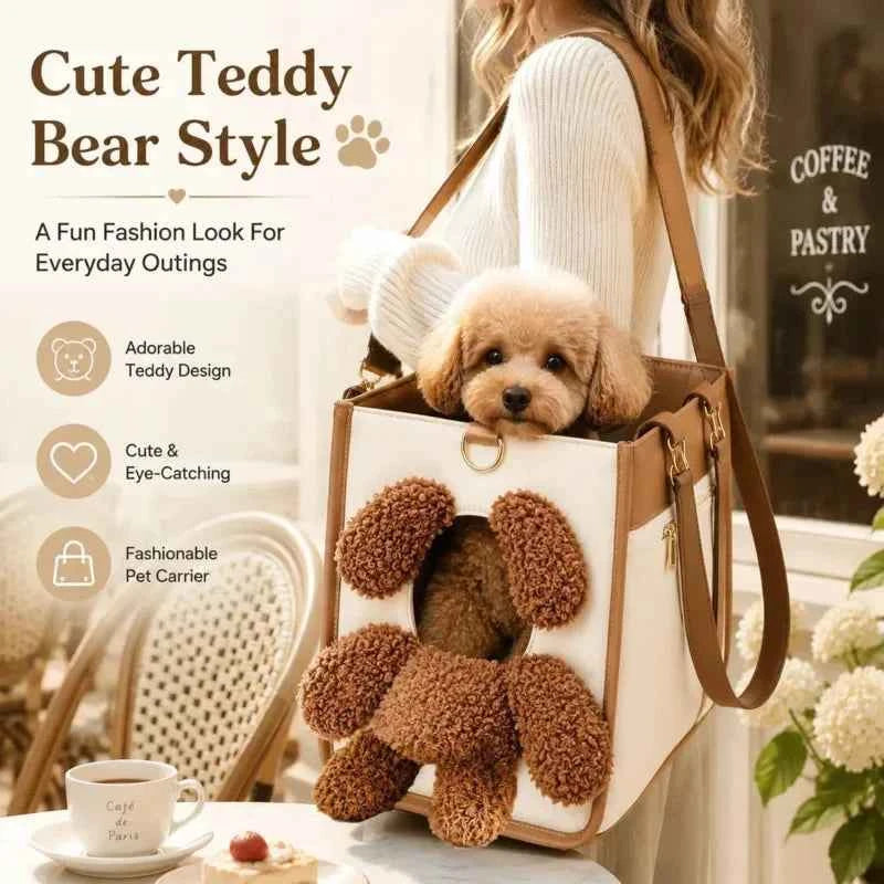 Dog Carrier Bag Cat Portable Pet Backpack Tote Shoulder Bag Cat Puppy Travel Crossbody Cute Teddy Bear Pet Supplies