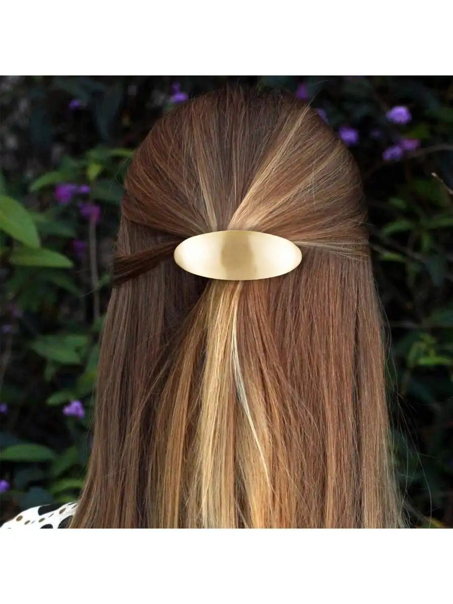 3inch Oval Hair Barrette Vintage Metal Large Hair Clip Gold French Wedding Prom Formal Hair Accessories For Women Girls Long - Curl and Collar