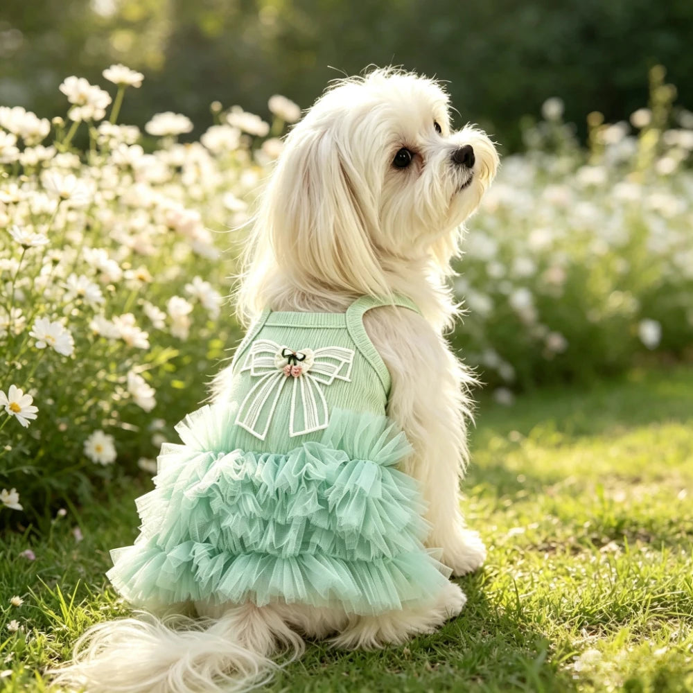 1 Pack Sleeveless Puffy Cute Pet Half Skirt Adorable Princess Dog Skirt Comfortable Pet Apparel Suitable for Small Dogs and Cats - Curl and Collar