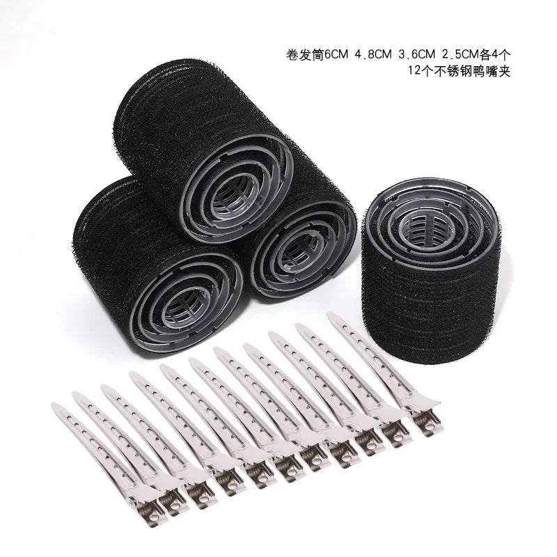 28pcs/Set Hair Roller Sets 18pcs Plastic Self Grip Hair Curlers 3 Sizes Hair Rollers 10pcs Metal Clips DIY Hairdressing Tools - Curl and Collar