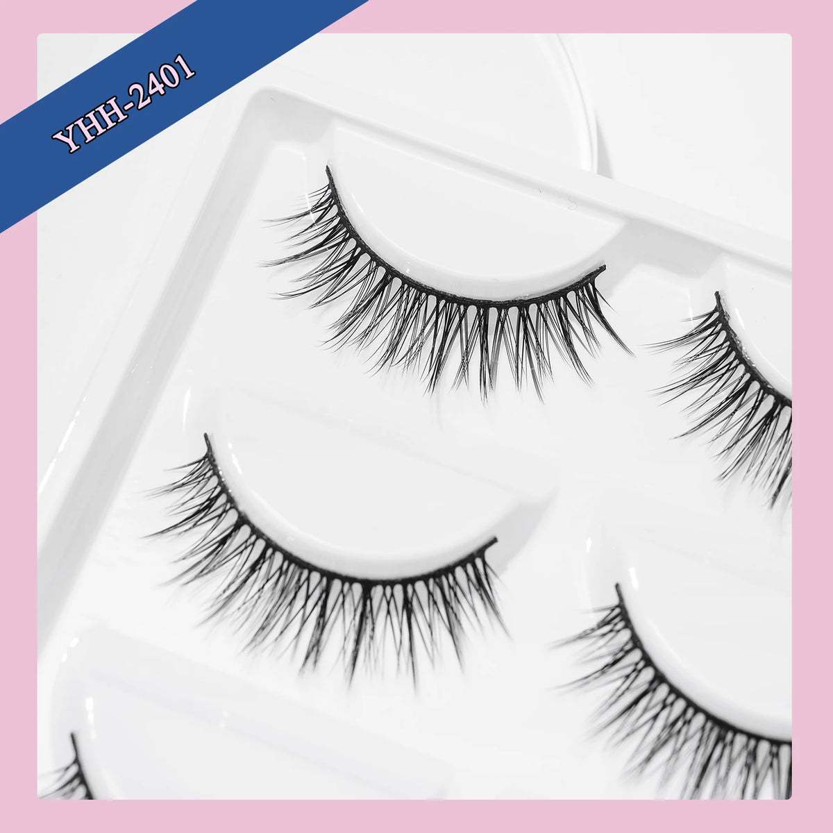 5 pair natural slender cross black terrier false eyelashes suitable for daily work date - Curl and Collar