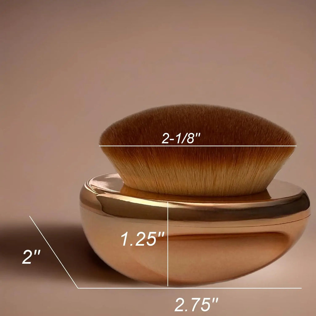 Foundation Brush Palm Makeup SOFT Kabuki Dome Shaped Face Body Shimmer Oil SPF Blush Bronzer Highlighter Blending Self-Tanner Buffing Liquid Powder Cream Streak-Free Cosmetic Application -Rose Gold - Curl and Collar