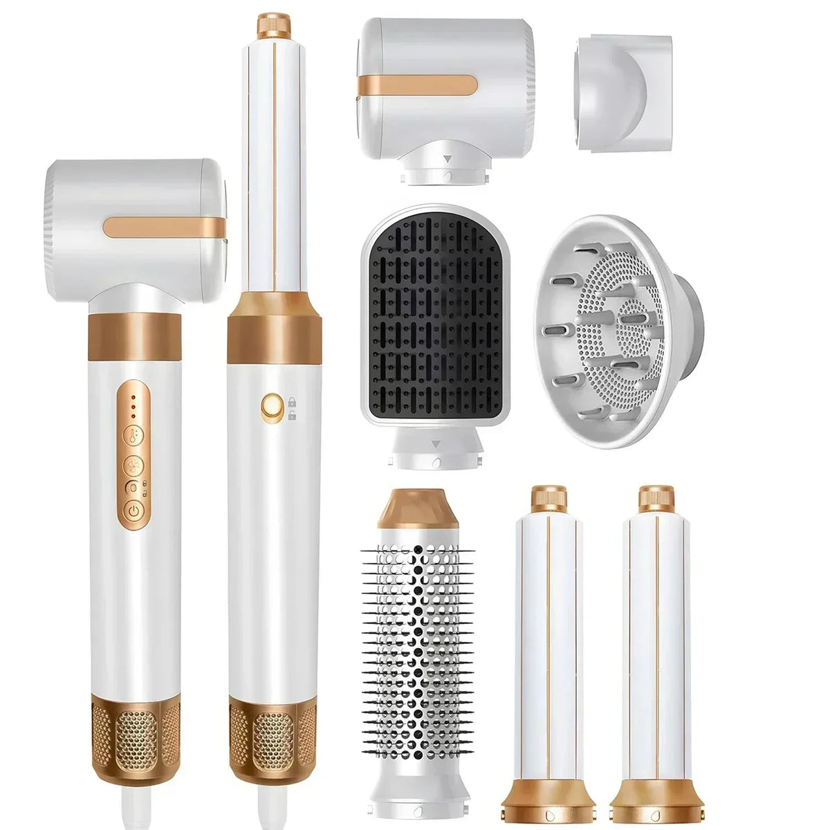 7 In 1 Hair Dryer Brush Brushless High Speed Hair Dryer with Diffuser Ionic Blow Dryer Hot Air Styling Comb Auto Hair Curler - Curl and Collar