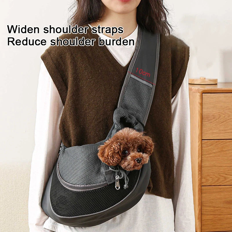 Pet Cat Dog Carrier Backpack Travel Tote Shoulder Bags Mesh Sling Carry Pack Pet Carrying Supplies Crossbody Shoulder Bag - Curl and Collar