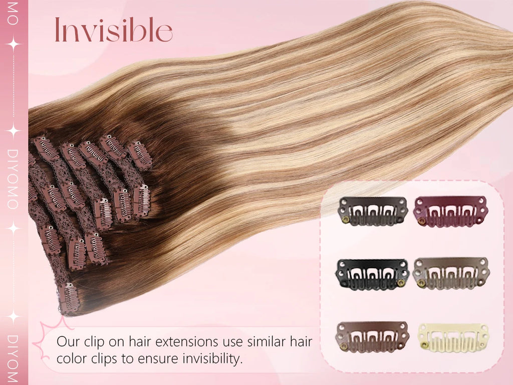 Natural Black Straight Human Hair Extensions Set of 7 PU Clip-In Invisible Wefts 100g Lightweight for Women Hairdressing - Curl and Collar