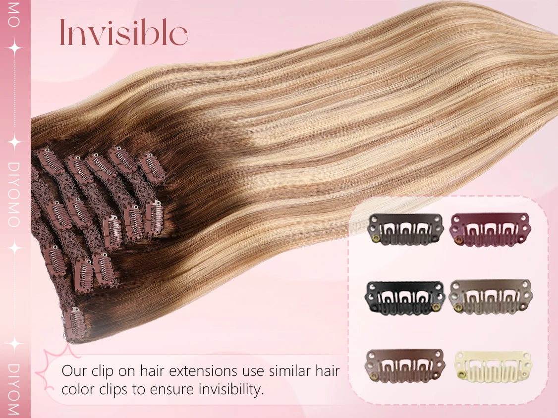 Natural Black Straight Human Hair Extensions Set of 7 PU Clip-In Invisible Wefts 100g Lightweight for Women Hairdressing - Curl and Collar