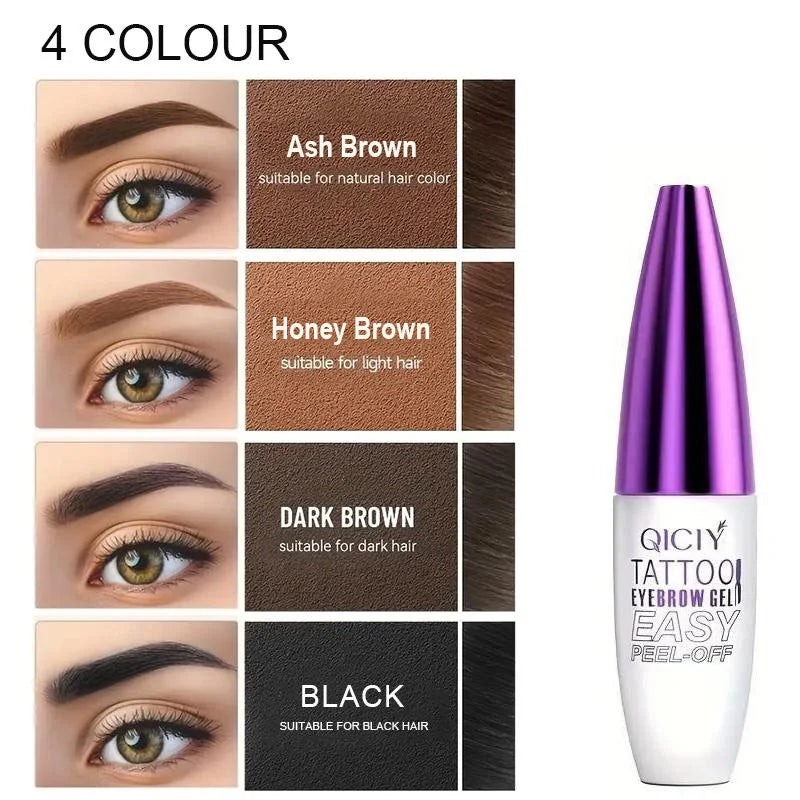 Waterproof Peel Off Eyebrow Tint Gel 10g Long Lasting Brow Makeup Natural Look Smudge Proof Easy Peel Brow Gel 4 Colors for Daily Party Festival Gift - Curl and Collar