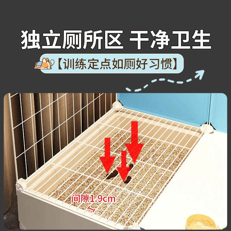 Breathable dog cage Small dog with toilet Separation One room One living room One bathroom Indoor household Teddy pet dog villa - Curl and Collar