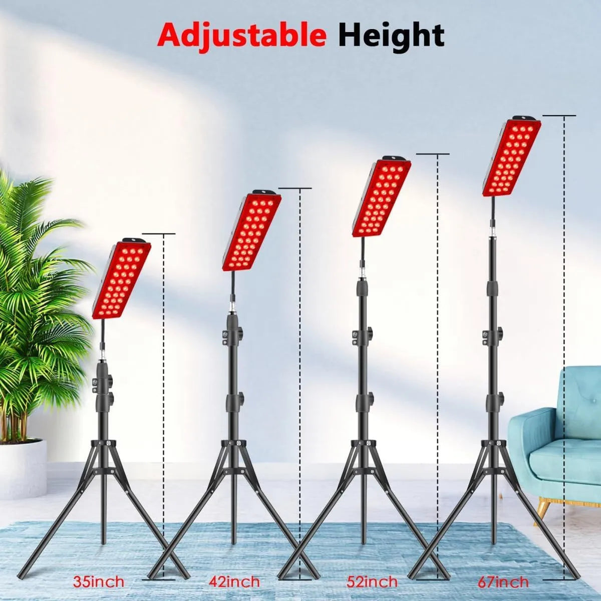 Red Light Infrared Therapy Lamp Facial Beauty Skin Care LED Large Lamp Telescopic Stand Dimmable Timer for Skin Rejuven Home Use - Curl and Collar