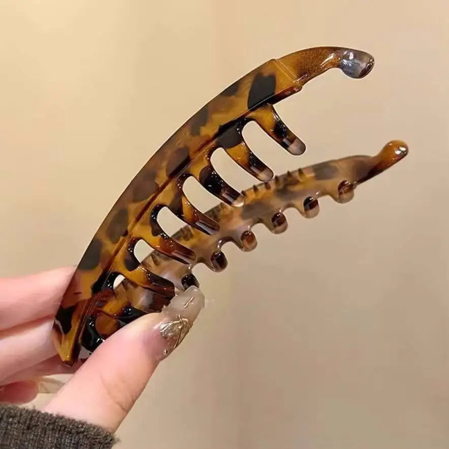 Tortoiseshell Banana Hair Clip Fish Shaped Hairpin For Women Hair Accessories Hairgrips Twist Clamp Ponytail Barrettes Headwear - Curl and Collar