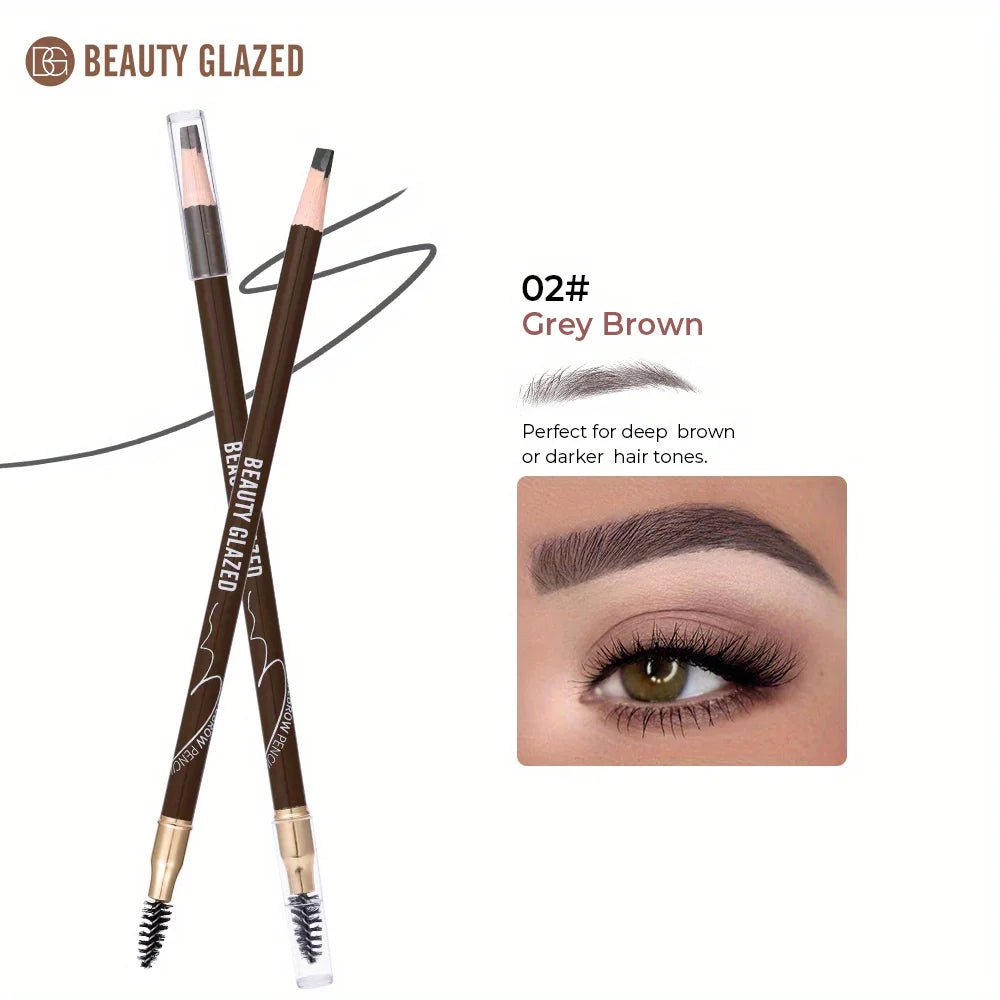 4 Pack Waterproof Eyebrow Pencils - Dual-Ended with Spoolie Brush | Smudge Proof Long Lasting - Curl and Collar