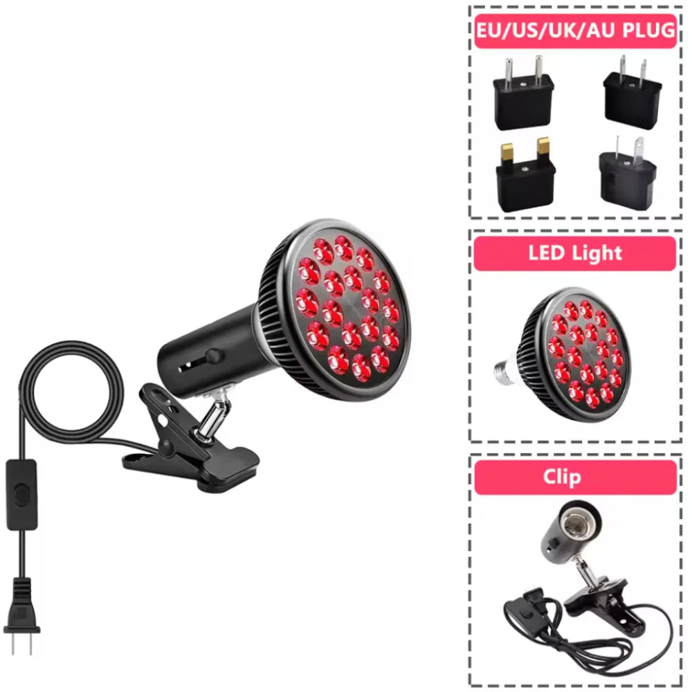 Red Light Therapy Lamp for Face 660&850nm with stand Infrared Light Therapy Device for Muscle Joint Pain Relief Skin HealthTools - Curl and Collar