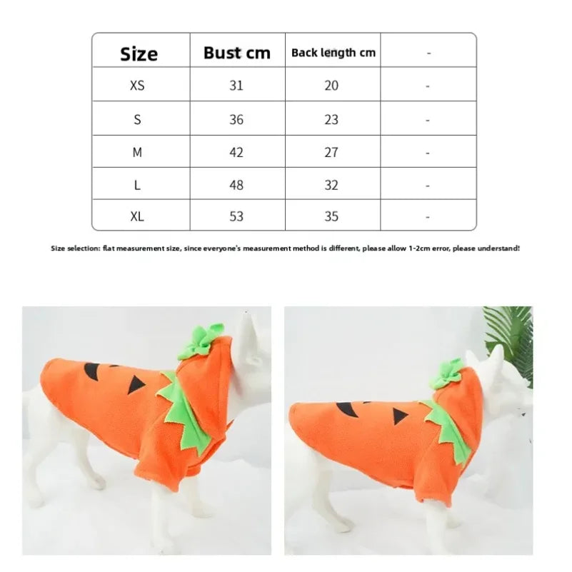 Hot Sale Halloween Pumpkin Pet Costume Autumn Winter Transformed Outfit Casual Daily Clothes For Dogs - Curl and Collar