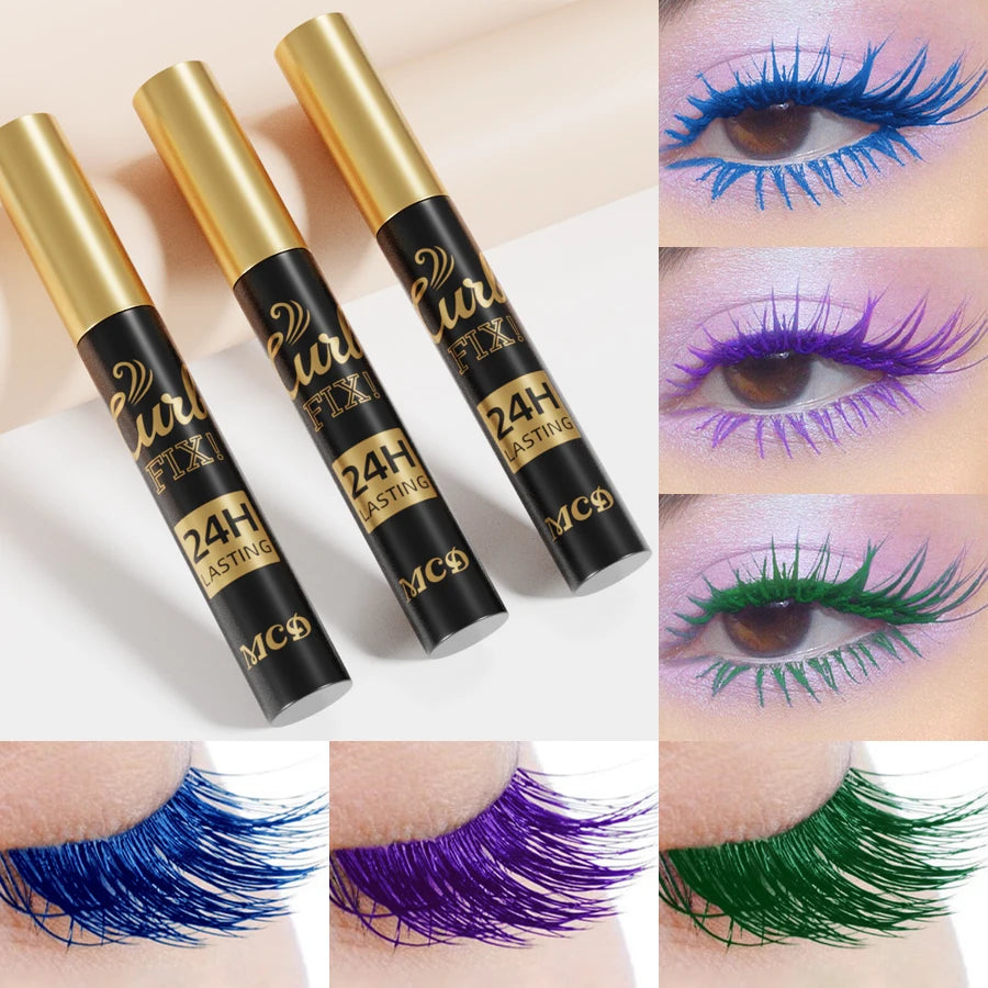 3pcs Colorful 3D Eye Blue Green Purple Mascara Waterproof Lengthens Eyelashes Extension Silk Fiber Mascare Eye Makeup for Women Cosmetic Korean Makeup Gifts Eye Beauty - Curl and Collar
