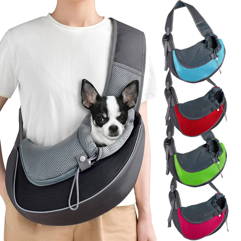 Pet Cat Dog Carrier Backpack Travel Tote Shoulder Bags Mesh Sling Carry Pack Pet Carrying Supplies Crossbody Shoulder Bag - Curl and Collar