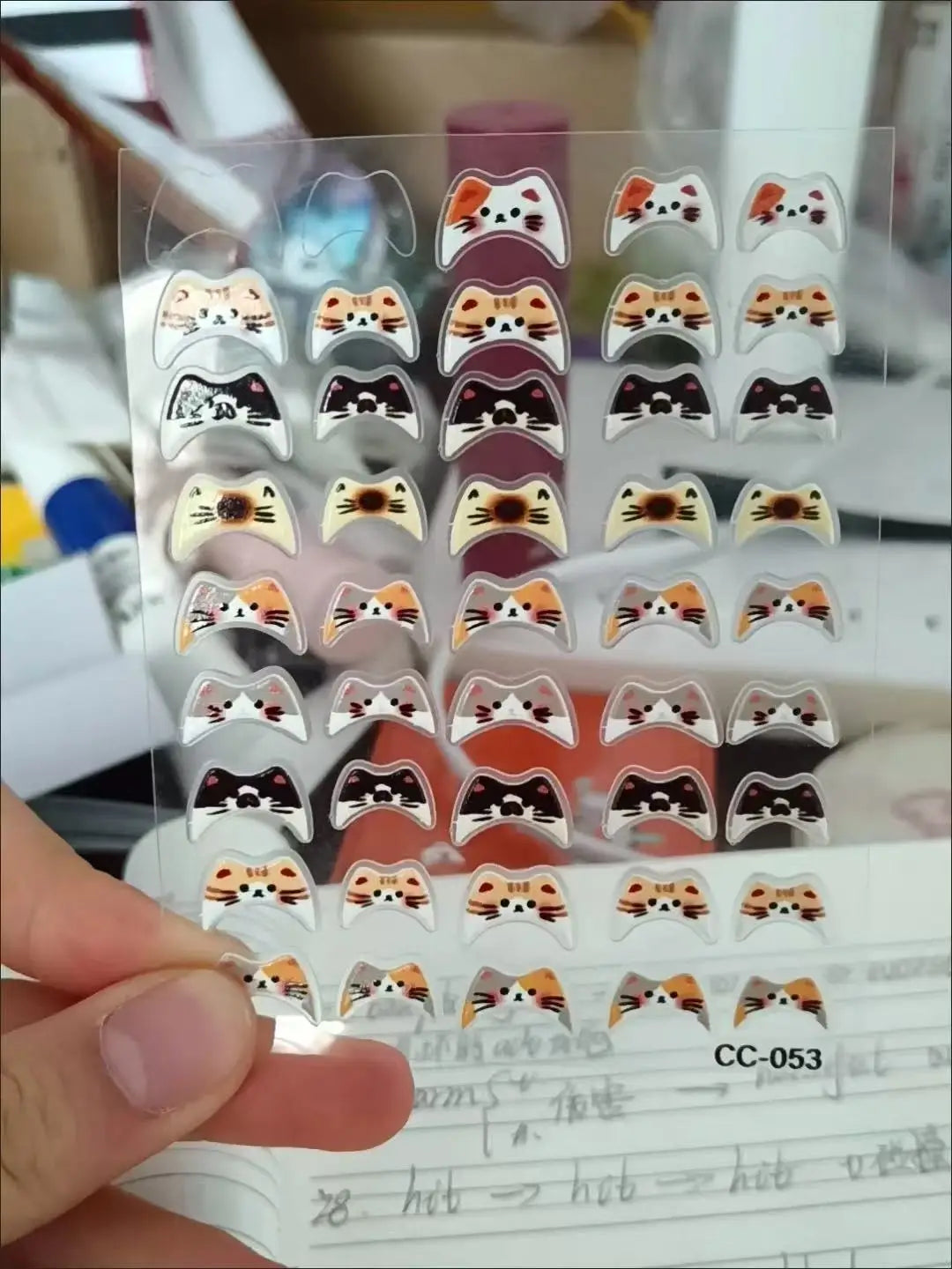 1pc/3pcs INS Cute Cat Emoji Nail Stickers, Embossed 3D DIY French-Style Kitten Fingertip Decoration Decals