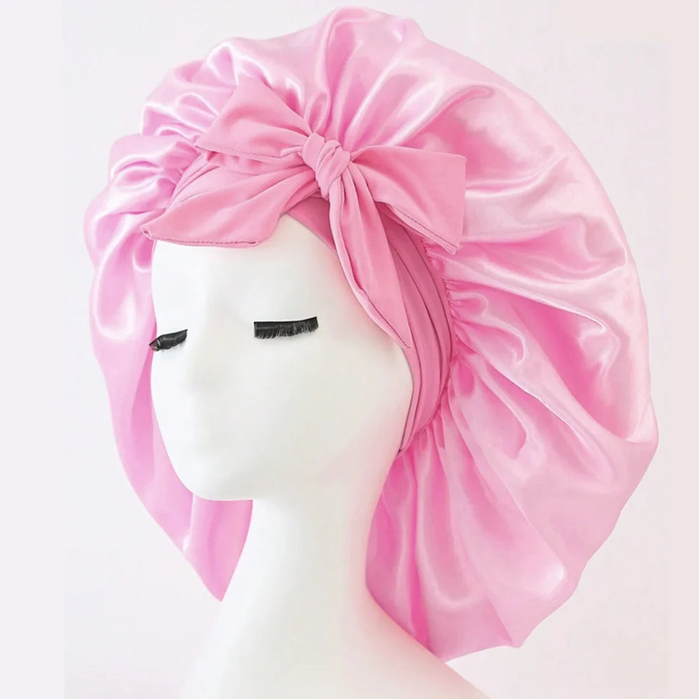 Satin Bonnet Silk Bonnet Adjustable Bonne For Sleeping Hair Bonnet With Tie Band Bonnets For Women Men - Curl and Collar
