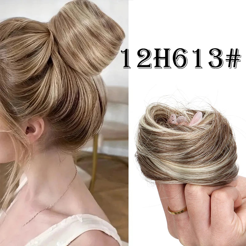 WIGSIN Synthetic Messy Dount Hair Buns Updo Chignon With Elastic Hair Exension for Women Daily Lazy Hair Accessories - Curl and Collar