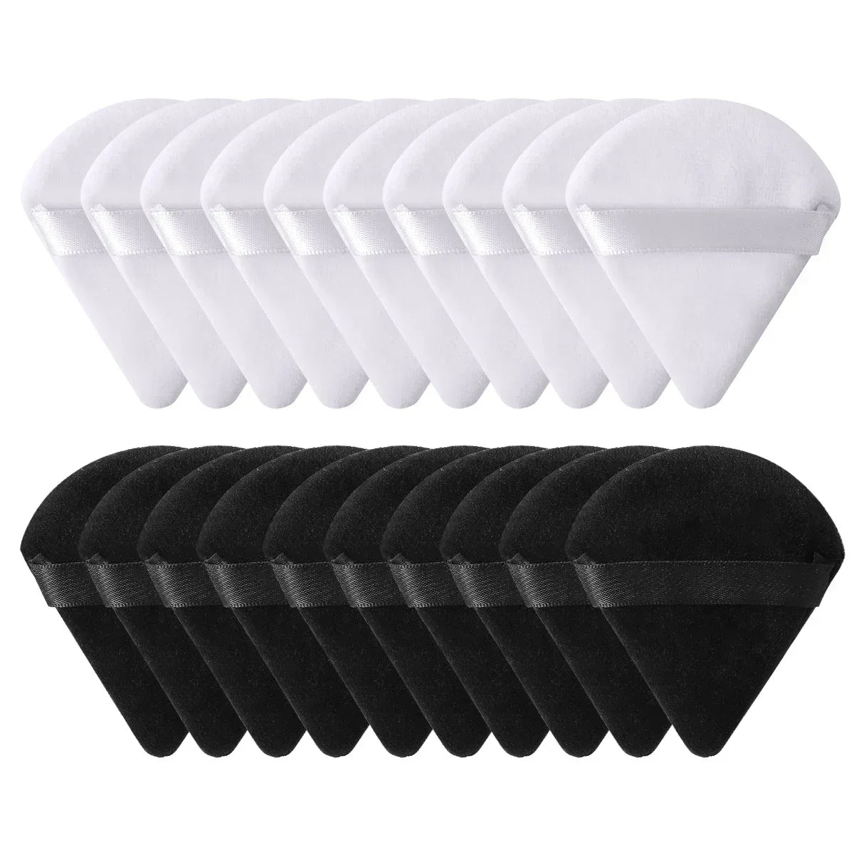10/20Pcs Triangle Velvet Powder Puff Pizza Flours Mini Face Makeup Sponge Cosmetics Washable Lightweight Makeup Tool - Curl and Collar