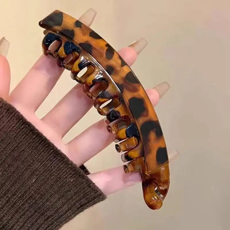 Tortoiseshell Banana Hair Clip Fish Shaped Hairpin For Women Hair Accessories Hairgrips Twist Clamp Ponytail Barrettes Headwear - Curl and Collar