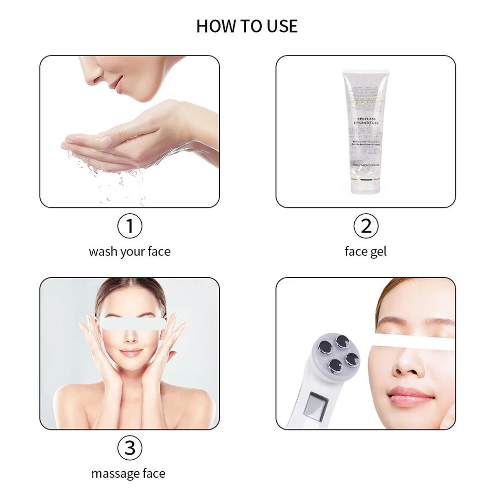 5 In 1 Home Facial Beauty Device Mesotherapy Electroporation RF Radio Frequency Facial LED Photon Skin Care Beauty Device Face Lifting Tighten - Curl and Collar