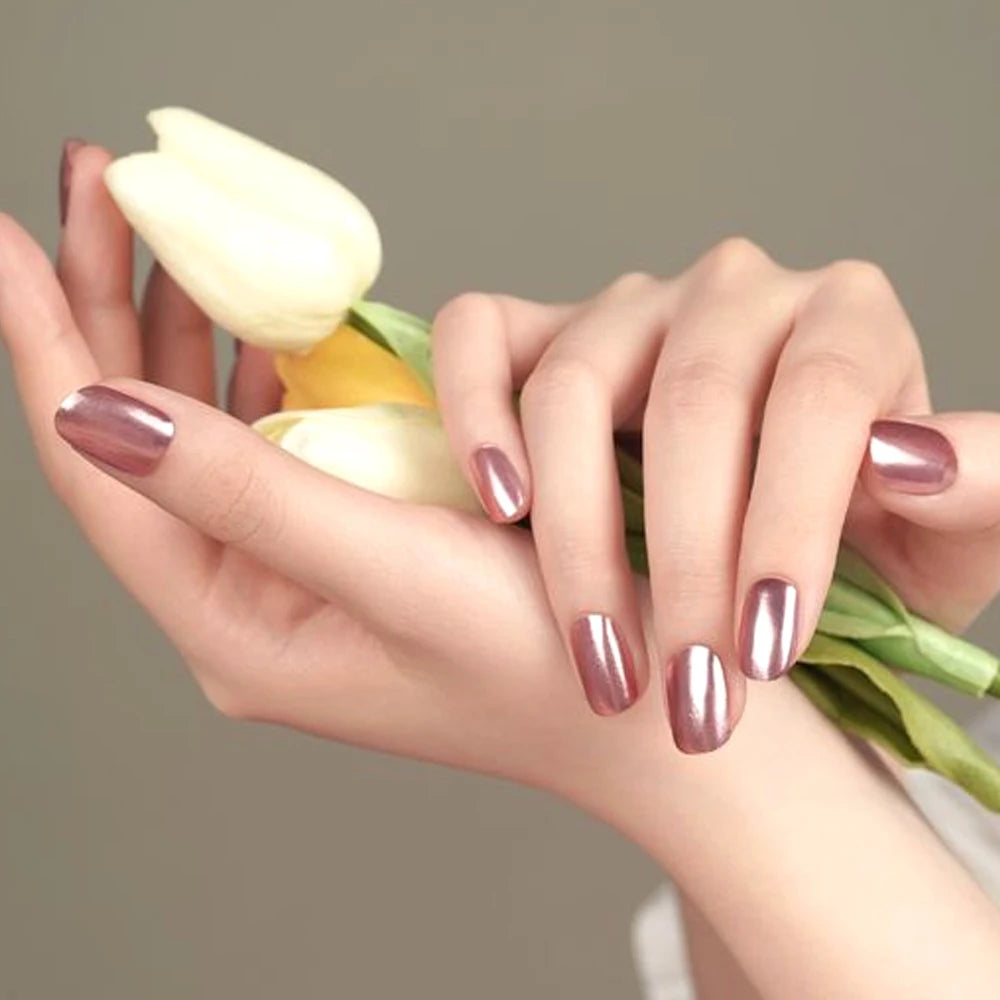 Tinovo Uno Rose Golden Metallic Nail Polish Chrome Nail Strengthener Natural Dry Nail Hardener Growth Products High Shine Finish - Curl and Collar