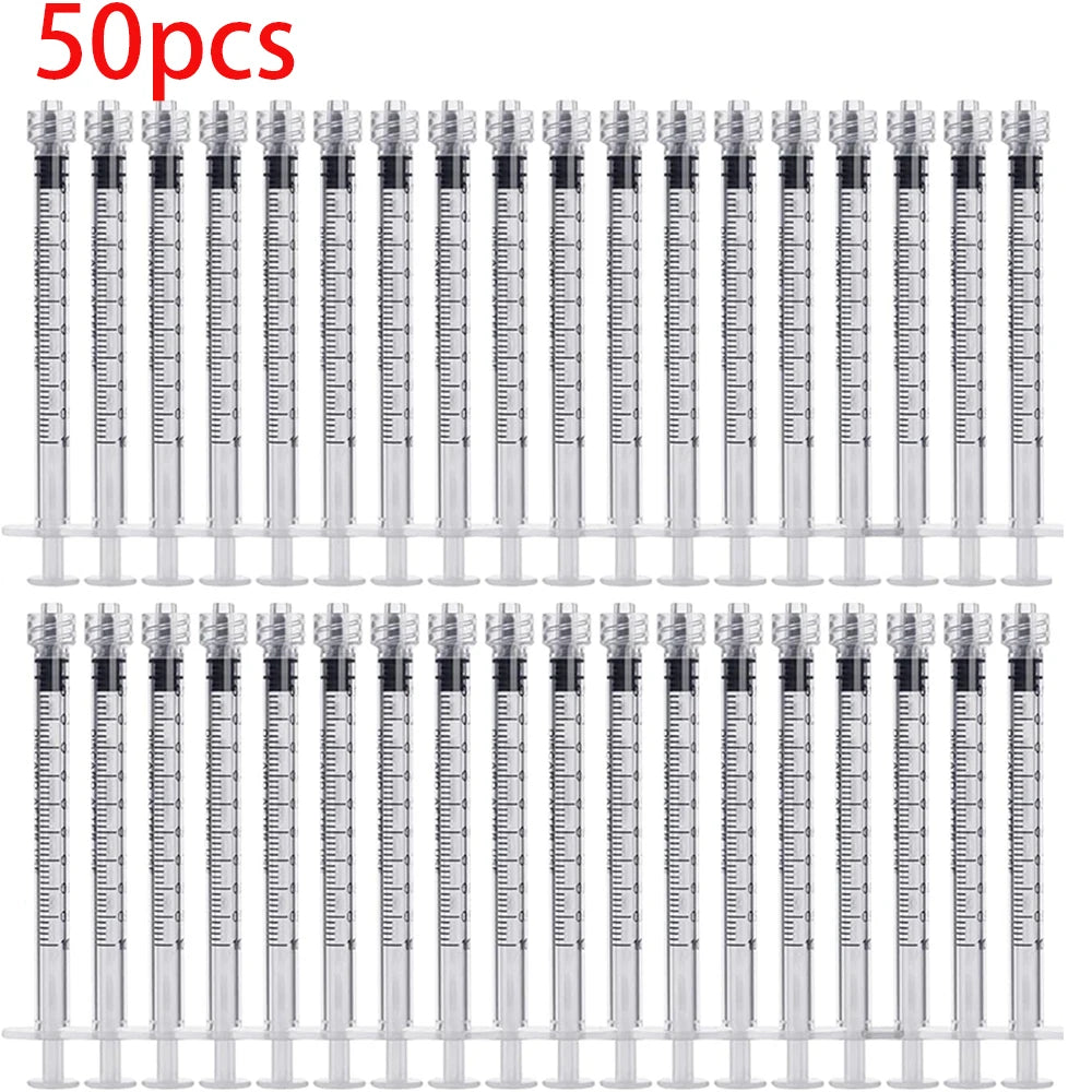 100Pcs/50Pcs/1Pc Laboratory Industrial 1ml Luer Lock Syringe, Suitable for Samplers, Glue Dispensers in Laboratories, DIY Industrial Use, Non-Sterile, Non-Medical - Curl and Collar