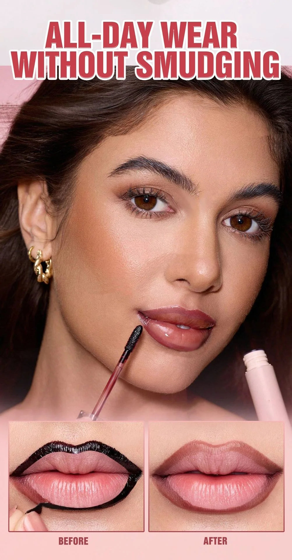 OLIBOLLA Peel Off Lip Liner Stain Waterproof Long Lasting Lip Tattoo Tint, Non Stick Cup Transferproof Lip Outline Liquid Makeup Cosmetics - Curl and Collar