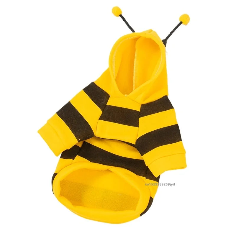 Dogs & Cats Bee Pet Puppy Coat Apparel Outfit Dog Hoodies Winter Warm Cat Cosplay Costume Holiday Outfit for Small Medium - Curl and Collar