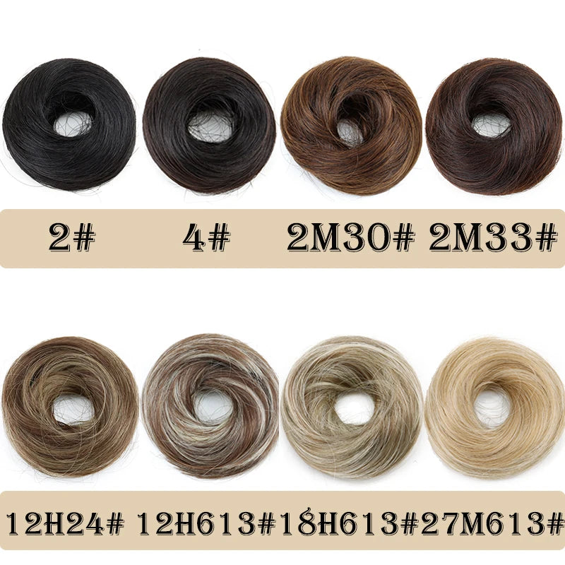 WIGSIN Synthetic Messy Dount Hair Buns Updo Chignon With Elastic Hair Exension for Women Daily Lazy Hair Accessories - Curl and Collar