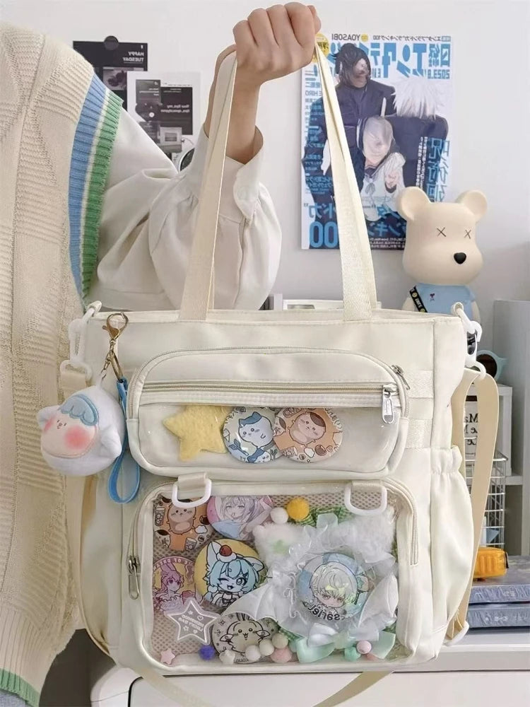 Japanese Transparent Ita Bag Handbag Women Anime Portable Large Capacity Girls Shoulder Tote Bag Nylon Crossbody Bags ItaBag - Curl and Collar