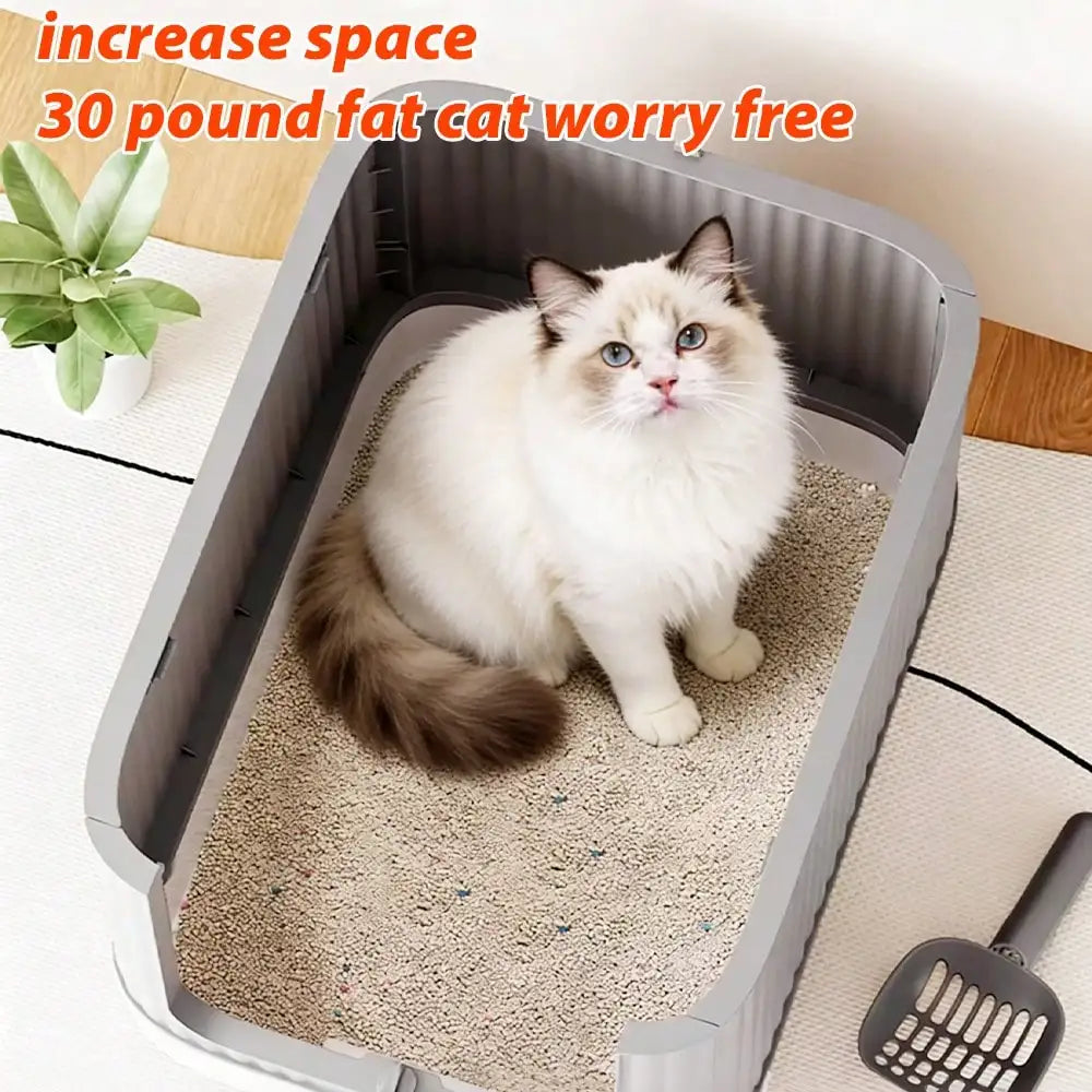 Extra Large Enclosed Cat Litter Box 4 In 1 Top Entry Front Pull Out Drawer Design Odor Control Activated Carbon Filter With Litter Scoop Splash Proof Spacious Kitty Toilet For Multiple Large Cats Up To 44 Lbs Easy Clean Moder - Curl and Collar