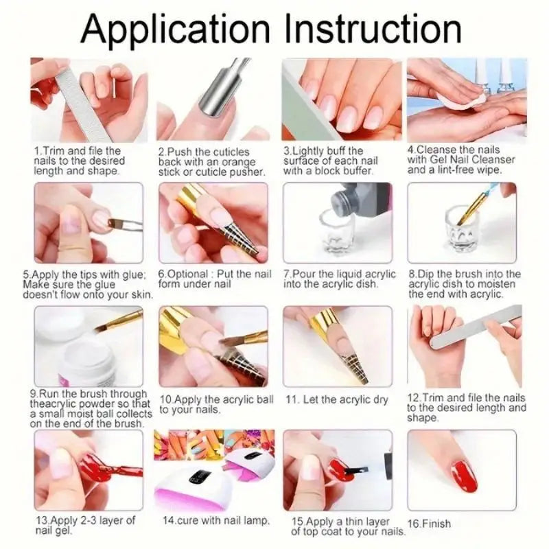 23-in-1 Acrylic Nail Kit for Beginners — Includes 12 Acrylic Powder Colors, Nail Extension Tools, and Various Manicure Tools - Curl and Collar