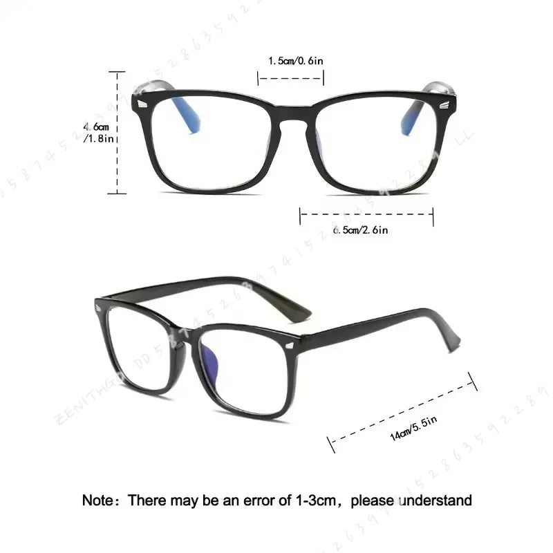 2pcs Women Square Blue Light Blocking Glasses Minimalist Black Clear Frame Anti Eye Strain for School Office Computer Use - Curl and Collar