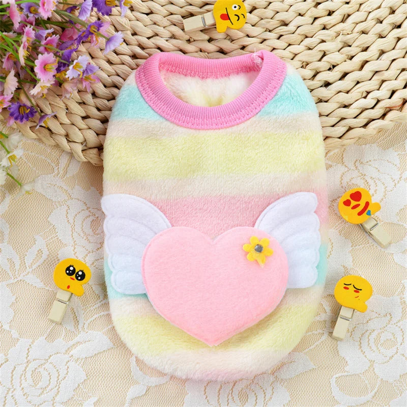 Cute Print Tea Cup Dog Sweater Winter Warm Fleece Pet Clothes for Small Dogs Teddy Chihuahua Puppy Pullovers Mascotas Clothing - Curl and Collar