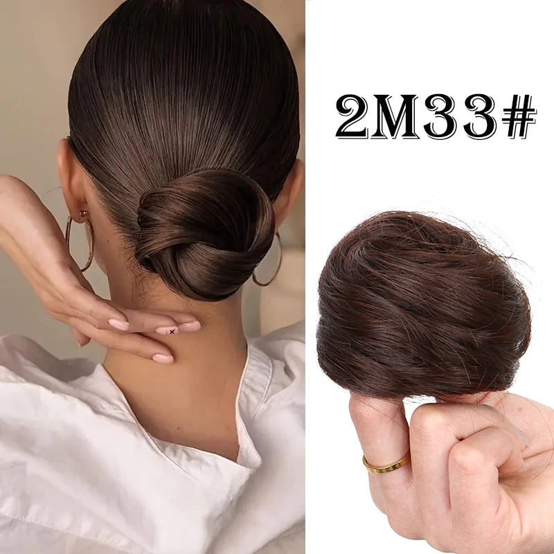 WIGSIN Synthetic Messy Dount Hair Buns Updo Chignon With Elastic Hair Exension for Women Daily Lazy Hair Accessories - Curl and Collar