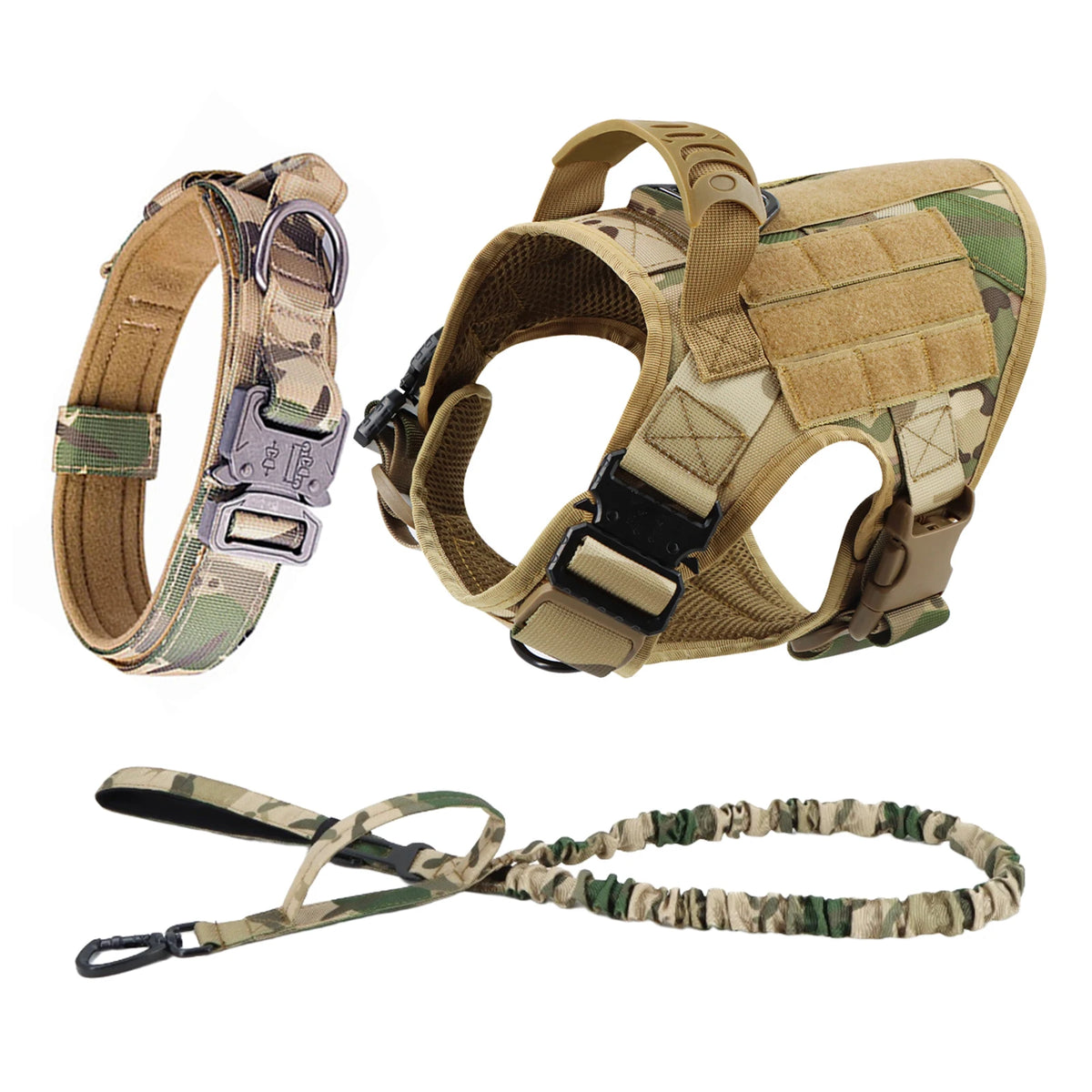 Large Dog Harness And Leash Set Pet German Shepherd Malinois Training Walking Vest Dog Harness And Collar For Medium Large Dogs - Curl and Collar