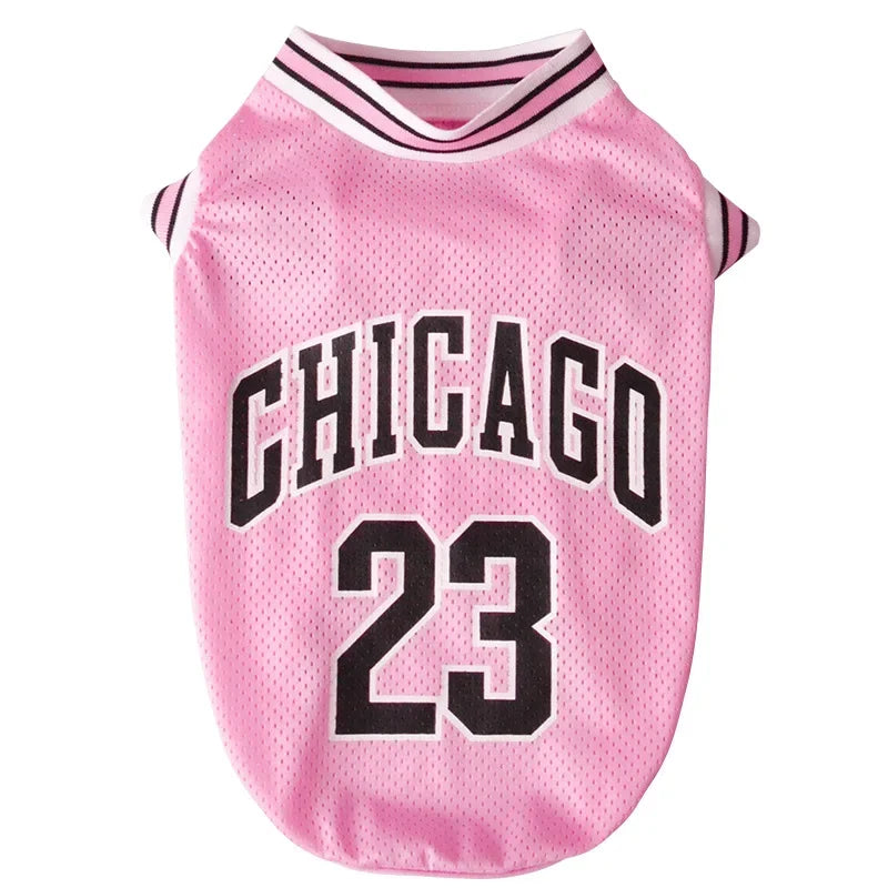 Summer Dog Clothes Mesh Breathable Sport Dog Jersey Basketball Clothes Puppy T-Shirt Summer Pet Cat Shirts For Small Large Dogs - Curl and Collar
