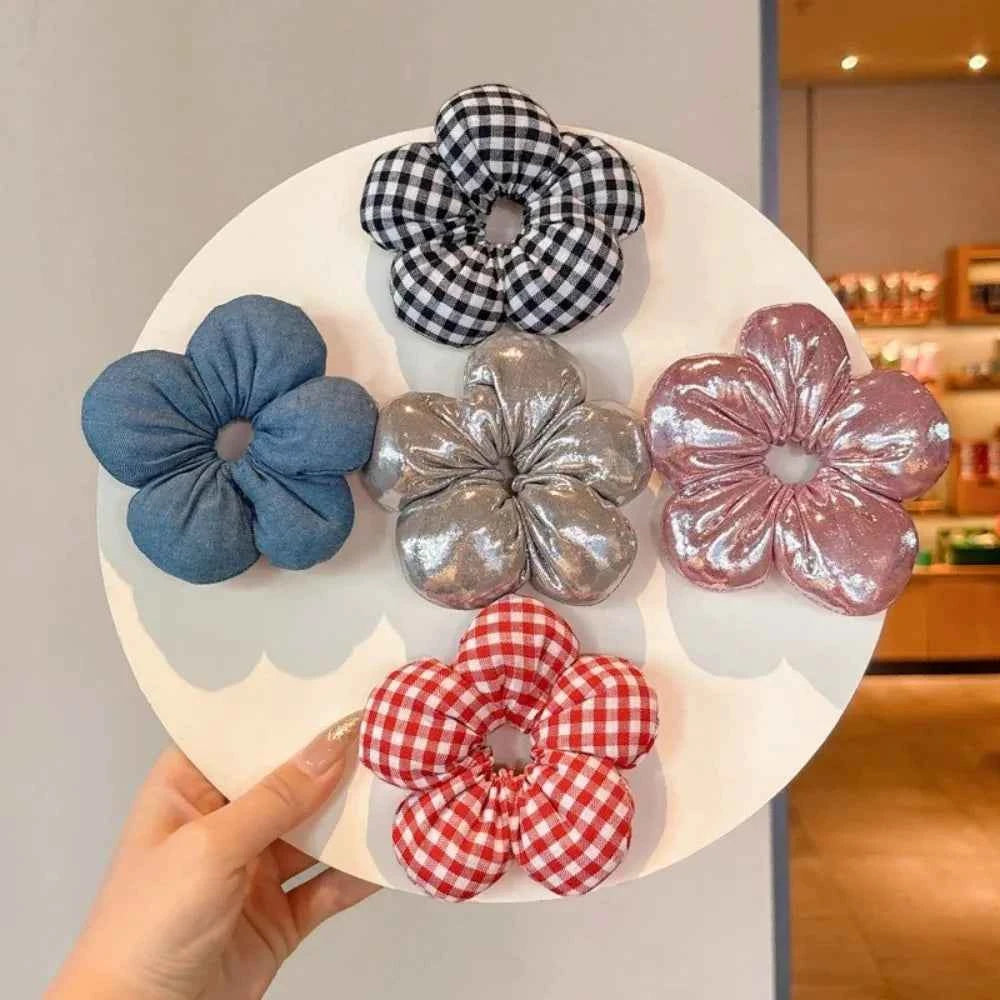 2025 Super Cute Flower Scrunchies Children Girl Kid Elastic Hair Band Accessories Tie Hair Ring Rope Headdress Headwear Ornament