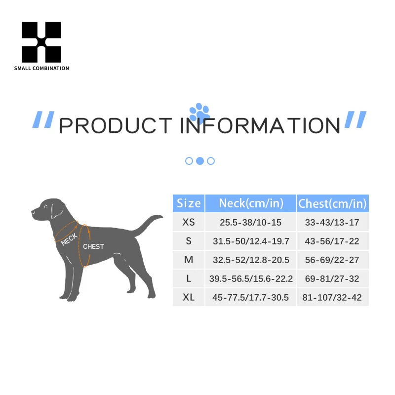 SMALL COMBINATION Dog Harness No Pull Reflective Pet Dog Chest Harness Adjustable for Small Medium Large Dogs Outdoor Walking - Curl and Collar