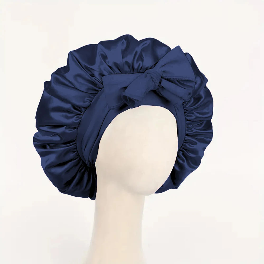 Satin Bonnet Silk Bonnet Adjustable Bonne For Sleeping Hair Bonnet With Tie Band Bonnets For Women Men - Curl and Collar