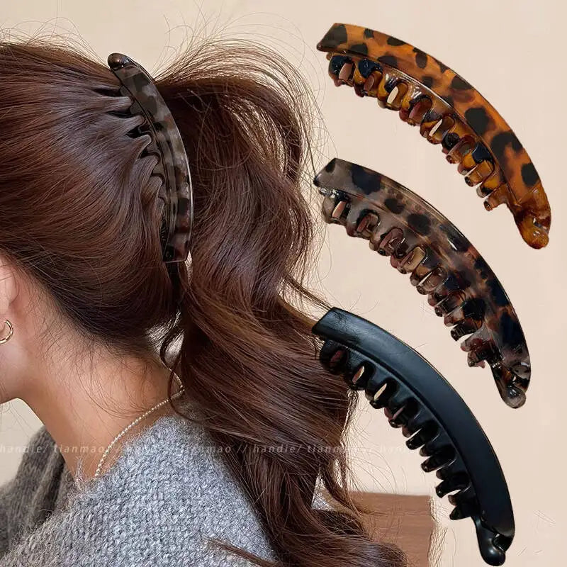 Tortoiseshell Banana Hair Clip Fish Shaped Hairpin For Women Hair Accessories Hairgrips Twist Clamp Ponytail Barrettes Headwear - Curl and Collar