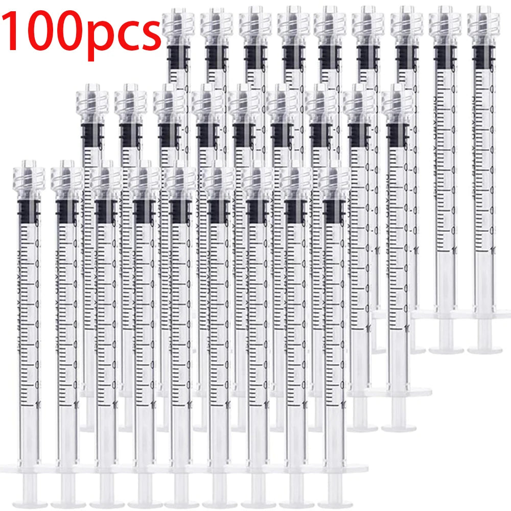 100Pcs/50Pcs/1Pc Laboratory Industrial 1ml Luer Lock Syringe, Suitable for Samplers, Glue Dispensers in Laboratories, DIY Industrial Use, Non-Sterile, Non-Medical - Curl and Collar