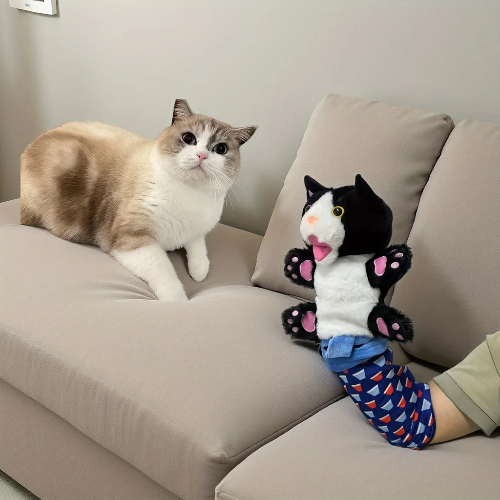 Interactive Cat Wrestling Puppet Toy with Poseable Limbs, Plush Stuffed Animal for Indoor Play ,Durable & Safe cat toys dog toy - Curl and Collar
